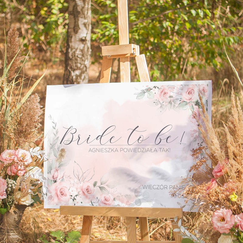 Plakat na panieński rosegold flowers bride